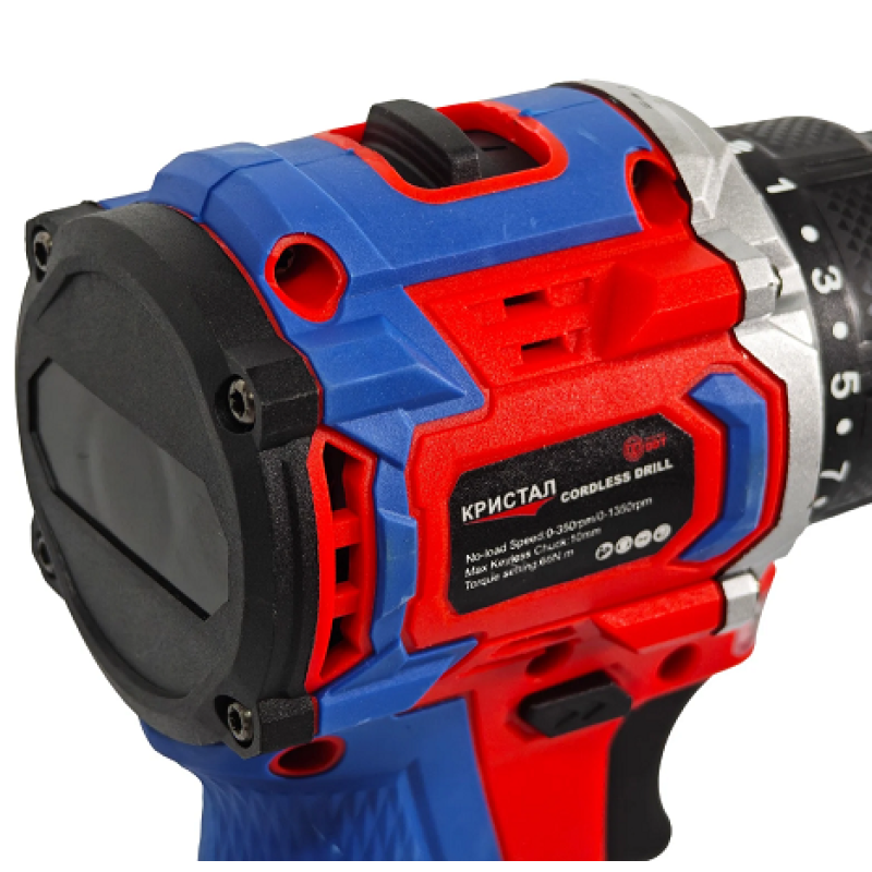 Bormașină cu acumulator DDT-KRISTAL 36V, 2 acumulatori Li-Ion 2.0Ah, motor fara perii (brushless), 2 viteze, cuplu reglabil, sistem autoblocaj, valiză de transport
