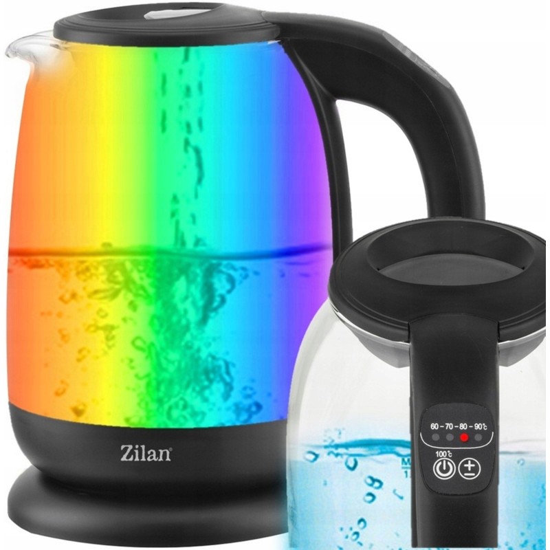 Fierbator Apa ZILAN ZLN-3956, 2200W, 1.7L, Control Temperatura, Iluminare LED, Sticla
