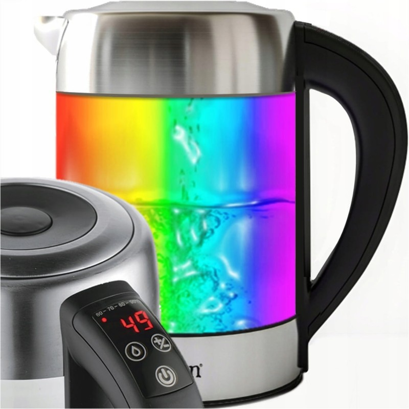 Fierbator Digital ZILAN ZLN-3949, 2200W, 1.7L, Control Temperatura, Iluminare LED, Sticla-Inox