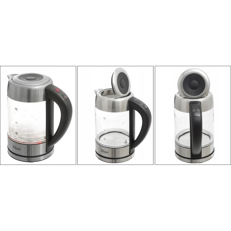 Fierbator Digital ZILAN ZLN-3949, 2200W, 1.7L, Control Temperatura, Iluminare LED, Sticla-Inox