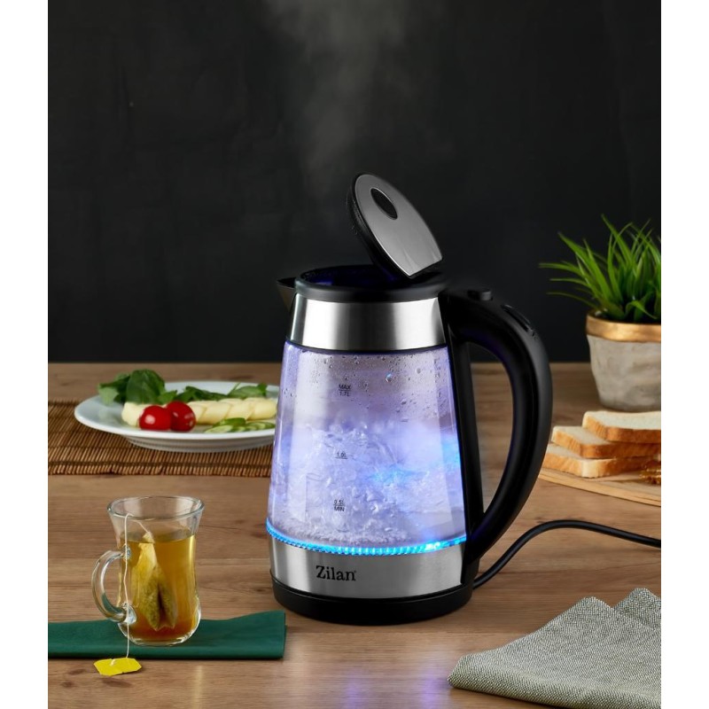 Fierbator Apa ZILAN ZLN-3963, 2200W, 1.7L, Iluminare LED, Sticla