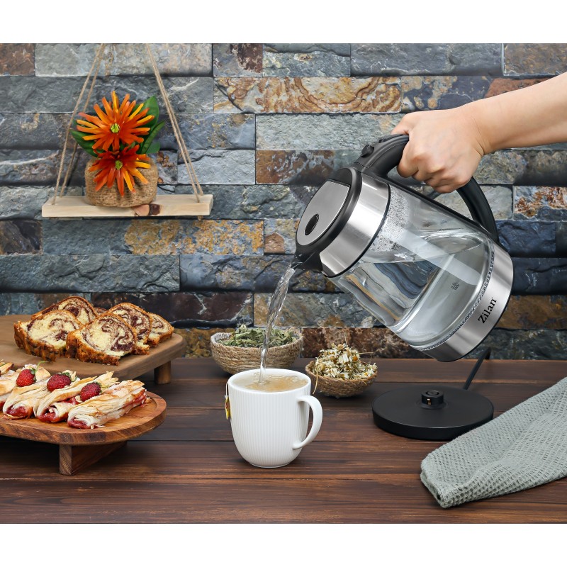 Fierbator Apa ZILAN ZLN-3963, 2200W, 1.7L, Iluminare LED, Sticla