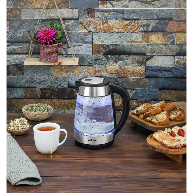 Fierbator Apa ZILAN ZLN-3963, 2200W, 1.7L, Iluminare LED, Sticla