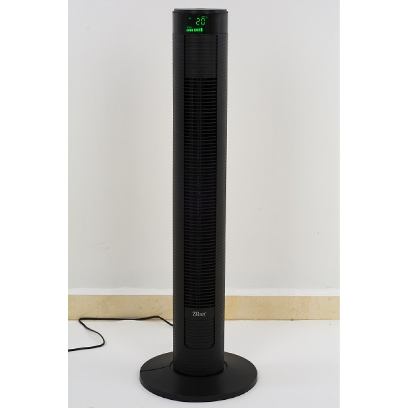 Ventilator turn Zilan ZLN-3901, Temporizator 12 ore, Termometru, Telecomanda, 3 viteze, 4 moduri de ventilatie, Putere 45W