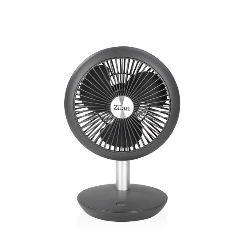 Ventilator portabil reincarcabil ZILAN ZLN-4000, Gri incarcare USB, Putere 5W, Diametru 18 cm, 4 viteze reglabil pe vertical