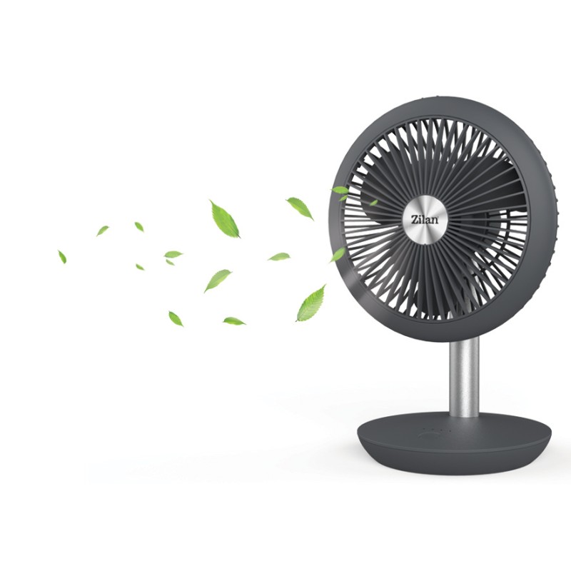 Ventilator portabil reincarcabil ZILAN ZLN-4000, Gri incarcare USB, Putere 5W, Diametru 18 cm, 4 viteze reglabil pe vertical