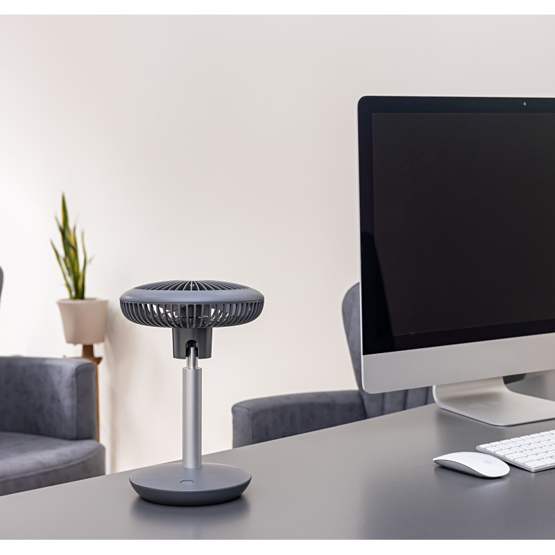 Ventilator portabil reincarcabil ZILAN ZLN-4000, Gri incarcare USB, Putere 5W, Diametru 18 cm, 4 viteze reglabil pe vertical