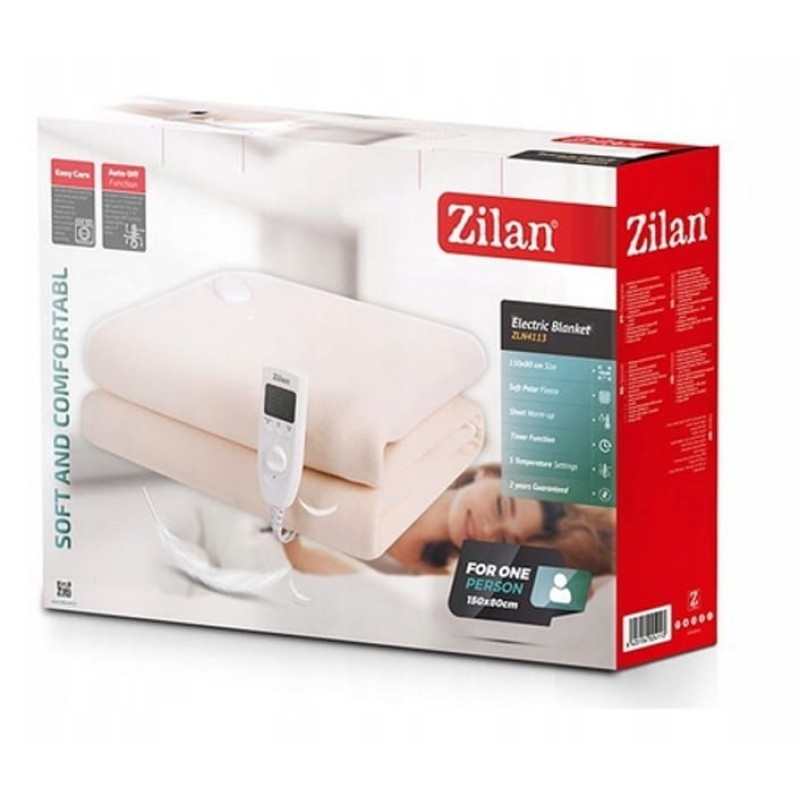 Patura ZLN-4120, Crem cu incalzire electrica Soft Polar Fleece, Pentru doua persoane 160X140 cm, 2x60 W, Temporizator 1-10 ore, ZILAN