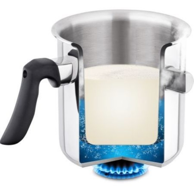 Ibric Floria ZLN-4076 pentru fiert lapte si ciocolata, 1.5 L, Inox, Pereti dubli si avertizare sonora