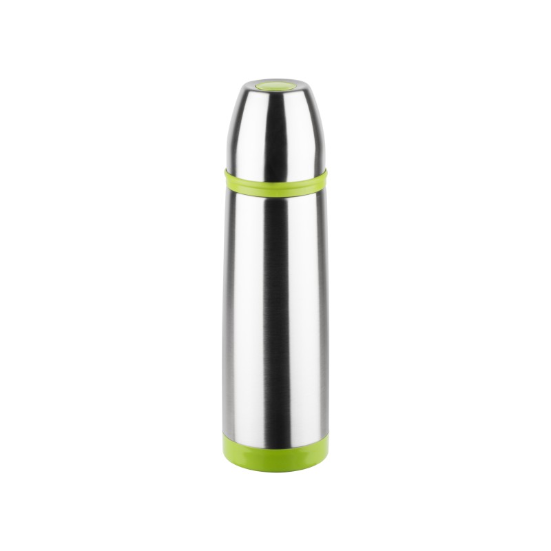 Termos inox 0.8L Floria ZLN-1815, Buton de inchidere ermetica antiscurgere,Verde/Inox