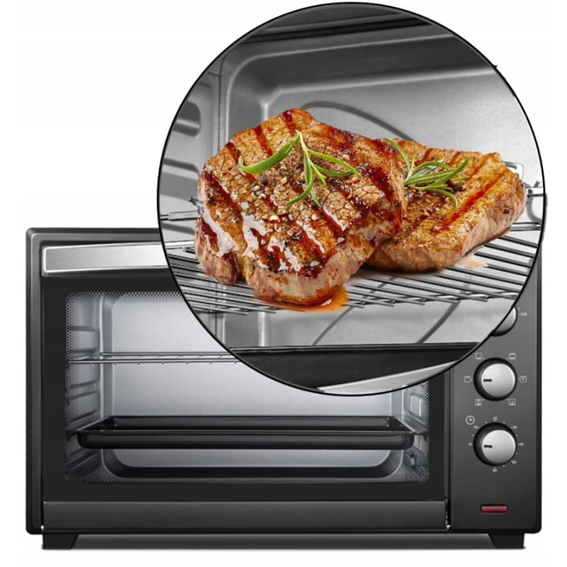 Cuptor electric cu ventilator ZILAN ZLN-3727 Negru, Capacitate 45L, Putere 2000W, Geam dublu, Temporizator 60 min, Temperatura maxima 230 grade celsius