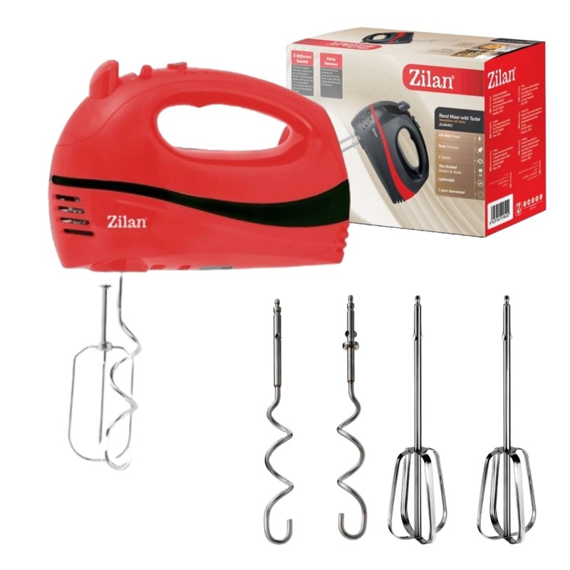 Mixer electric ZILAN ZLN-8401, 300W, 5 viteze, Rosu