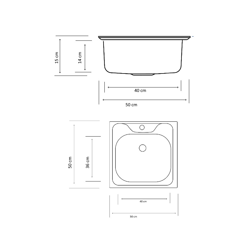 Chiuveta inox anticalcar Z-INOX ZLN-9263, Pentru blat, Dimensiune 50x50 cm