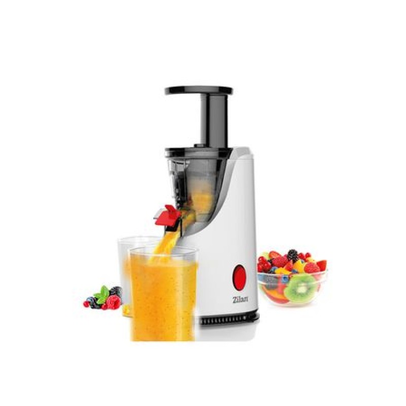 Storcator de fructe si legume cu melc Zilan ZLN-4014, Alb 200 W, 58-65 RPM, Recipient suc 600 ml, Recipient pulpa 600 ml, Functie Reverse,
