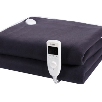Patura ZLN-4113, Bleumarin cu incalzire electrica Soft Polar Fleece, Negru 150X80 cm, 60 W, Temporizator 1-10 ore, ZILAN