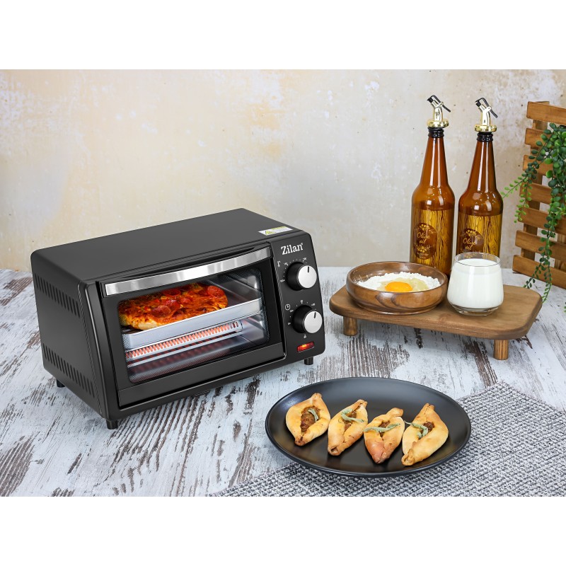 Mini cuptor Zilan-Roza ZLN-4328, 9L, 800W, Geam dublu, Temporizator 60 min