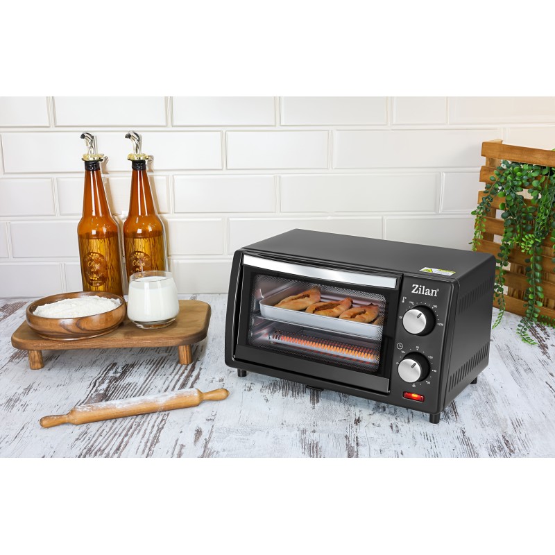 Mini cuptor Zilan-Roza ZLN-4328, 9L, 800W, Geam dublu, Temporizator 60 min