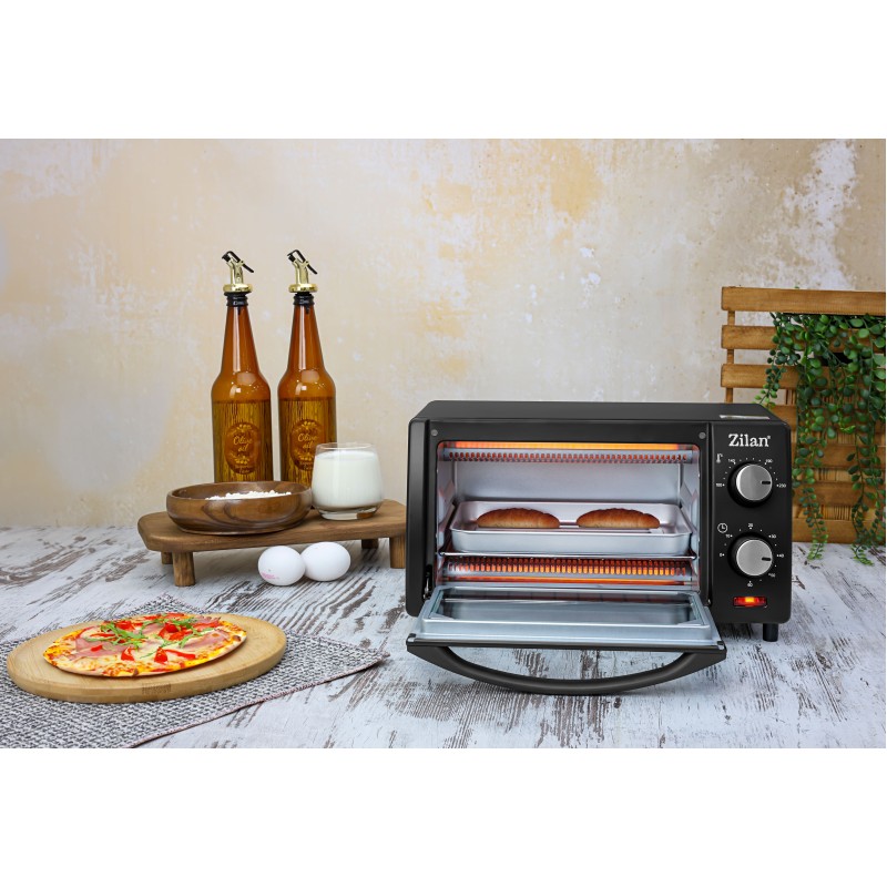 Mini cuptor Zilan-Roza ZLN-4328, 9L, 800W, Geam dublu, Temporizator 60 min