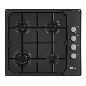 Plita incorporabila Zilan ZLN-0041,Negru Gaz gpl sau natural, Aprindere electrica, 4 arzatoare, 60x50 cm, Email,
