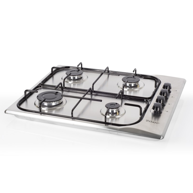 Plita incorporabila ZILAN ZLN-1525,60x50 cm, Inox, 4 ochiuri, Gaz gpl sau natural