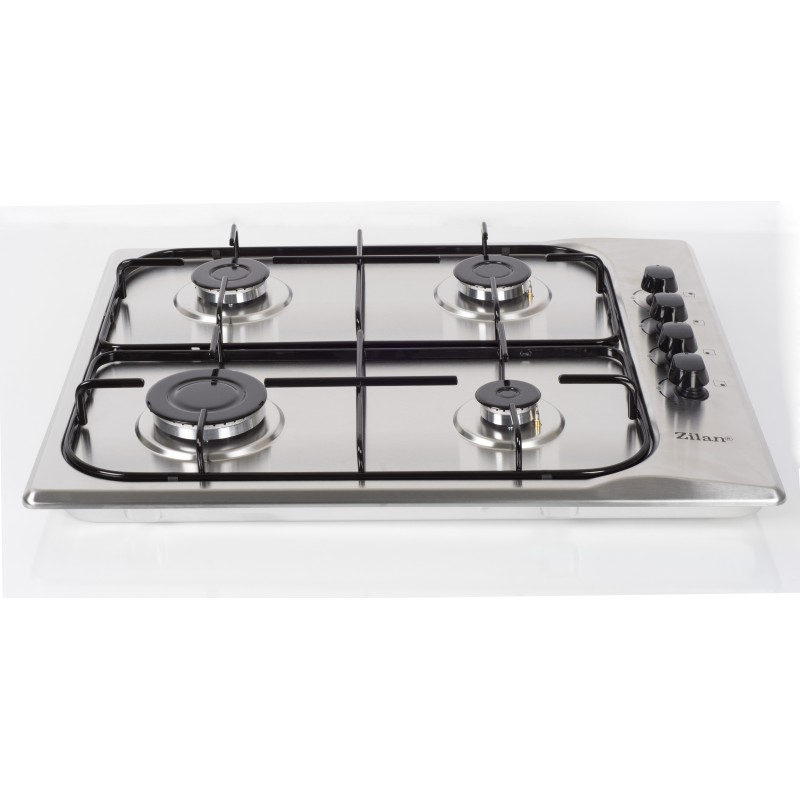 Plita incorporabila ZILAN ZLN-1525,60x50 cm, Inox, 4 ochiuri, Gaz gpl sau natural