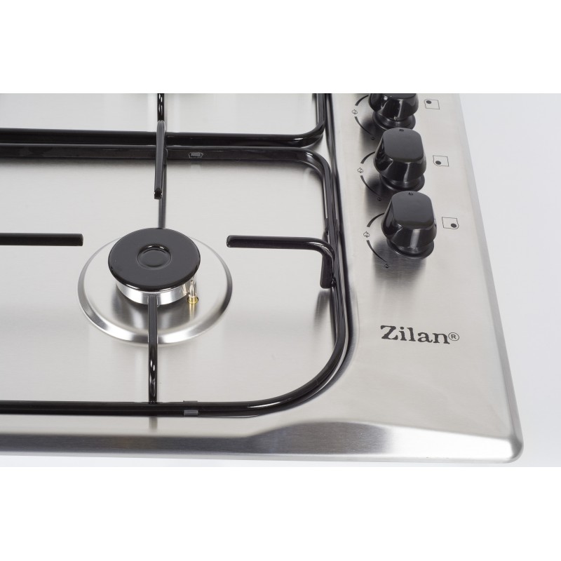 Plita incorporabila ZILAN ZLN-1525,60x50 cm, Inox, 4 ochiuri, Gaz gpl sau natural