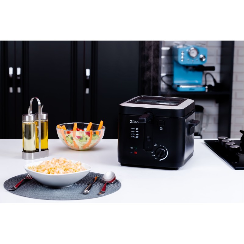 Friteuza Zilan ZLN-0010, 1600 W, 2.5 l, Termostat reglabil, Cuva detasabila, inox