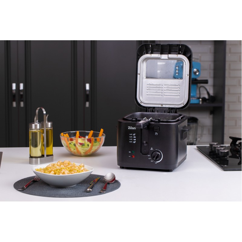 Friteuza Zilan ZLN-0010, 1600 W, 2.5 l, Termostat reglabil, Cuva detasabila, inox