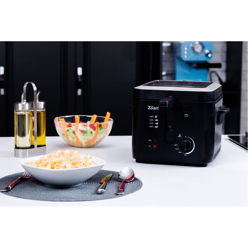 Friteuza Zilan ZLN-0010, 1600 W, 2.5 l, Termostat reglabil, Cuva detasabila, inox