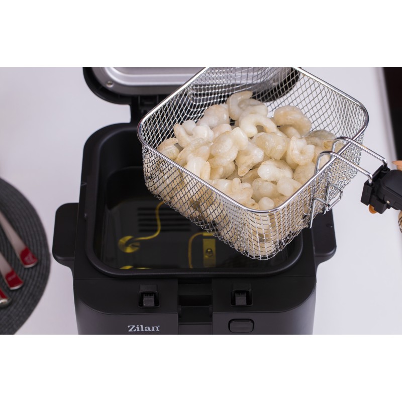Friteuza Zilan ZLN-0010, 1600 W, 2.5 l, Termostat reglabil, Cuva detasabila, inox
