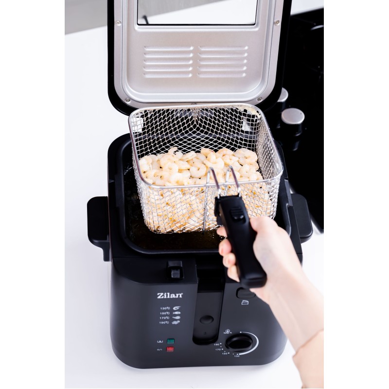 Friteuza Zilan ZLN-0010, 1600 W, 2.5 l, Termostat reglabil, Cuva detasabila, inox