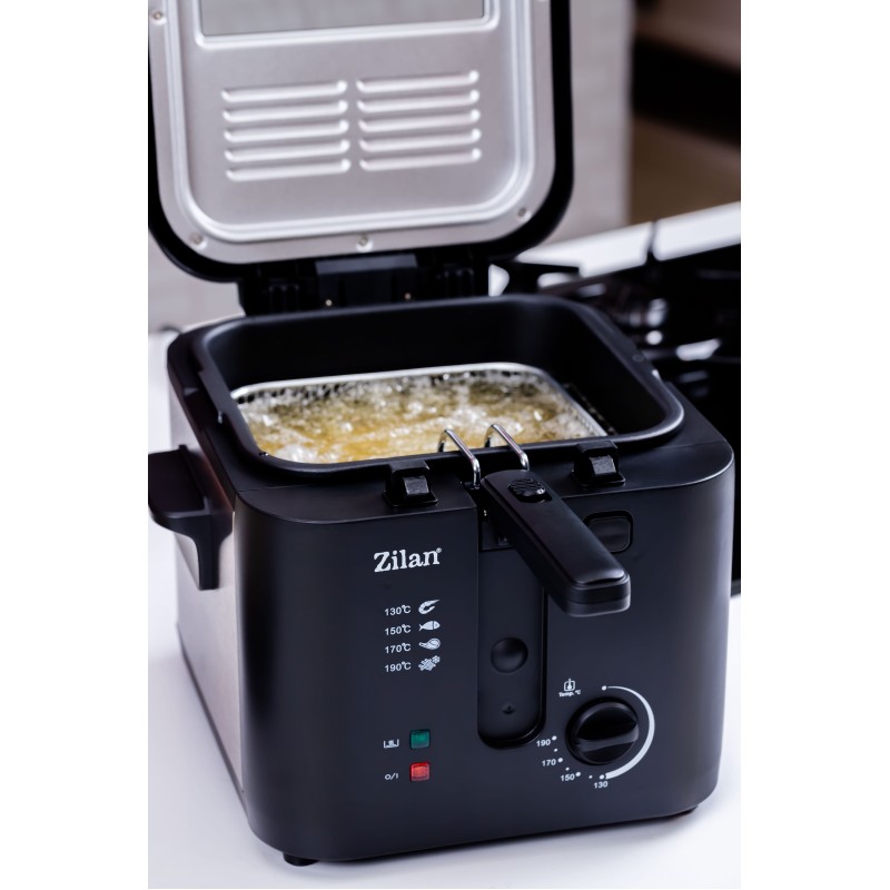 Friteuza Zilan ZLN-0010, 1600 W, 2.5 l, Termostat reglabil, Cuva detasabila, inox