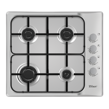 Plita incorporabila inox Zilan ZLN-0027, Gaz gpl sau natural, Aprindere electrica, 4 arzatoare, 60x50 cm