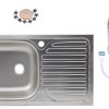 Pachet Chiuveta 9188ST anticalcalcar pentru blat 77 x 43.5 cm, cuva stanga + Baterie buctarie cu pipa flexibila 0382 + Sifon scurgere cu preaplin