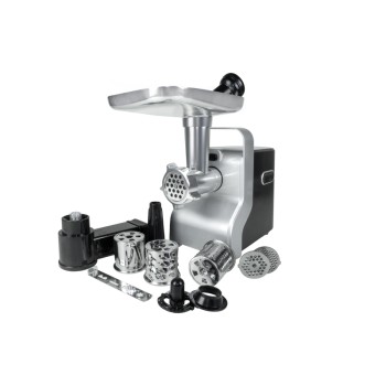 Masina de tocat carne multifunctionala ZILAN ZLN0126, Negru/Gri 2100 W, 3 viteze, Accesorii pentru feliat legume, Accesoriu pentru carnati, Accesorii pentru feliere si maruntire, Cutit inox,