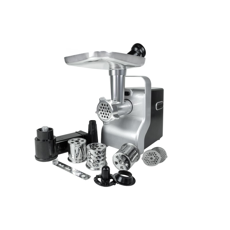 Masina de tocat carne multifunctionala ZILAN ZLN0126, Negru/Gri 2100 W, 3 viteze, Accesorii pentru feliat legume, Accesoriu pentru carnati, Accesorii pentru feliere si maruntire, Cutit inox,