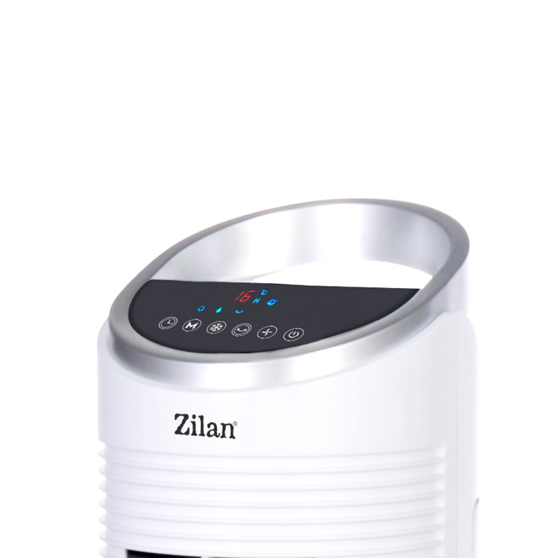 Ventilator tip turn cu racire si oscilatie, Zilan ZLN-1010, 60W, conectare WIFI, 3 viteze, Inaltime 100 cm, Alb