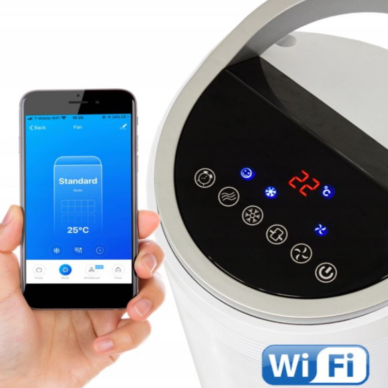 Ventilator tip turn cu racire si oscilatie, Zilan ZLN-1010, 60W, conectare WIFI, 3 viteze, Inaltime 100 cm, Alb