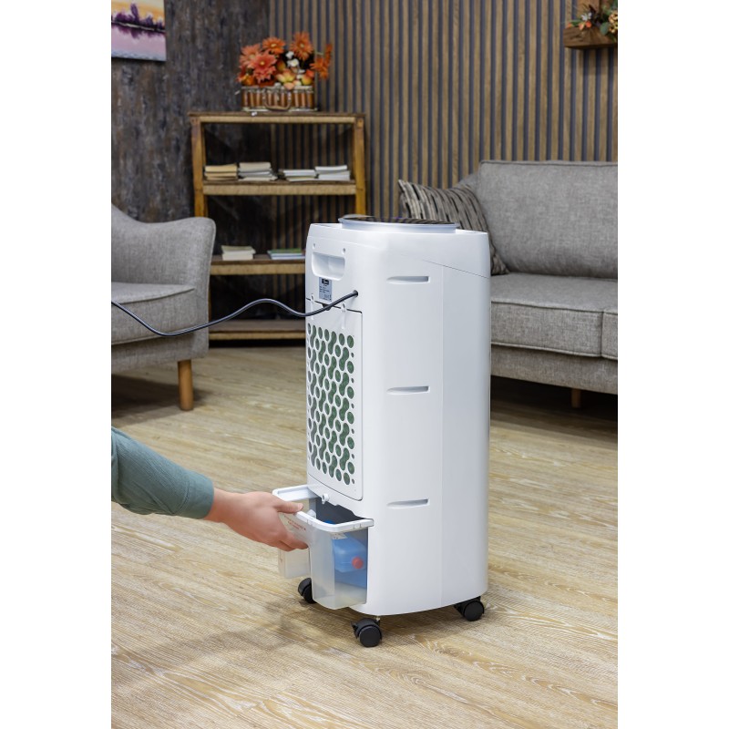 Ventilator cu racitor si purificator de aer mobil ZILAN ZLN-1314, Racire/Umidificare/Purificare, Telecomanda, Temporizator 1-12 ore Rezervor apa 7 l, Portabil, Alb
