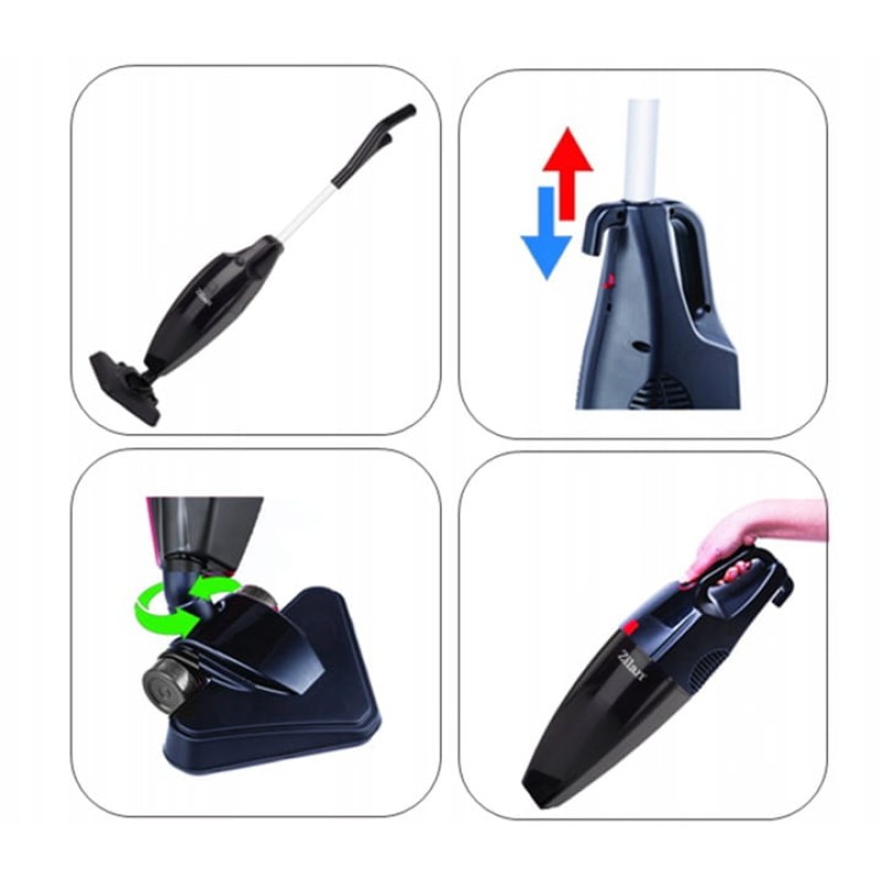Aspirator vertical ZILAN ZLN-1235,Negru Putere 800W, Fara sac, Recipient praf 2L,