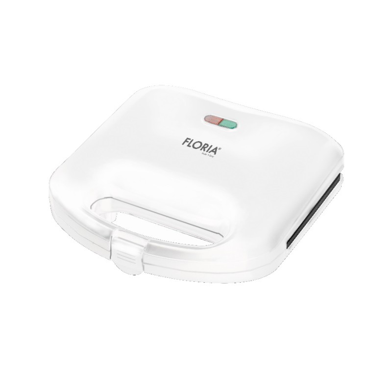 Sandwich Maker Floria ZLN-0830 Alb, Putere 750W, Placa de tip grill, Antiaderenta, indicator luminos