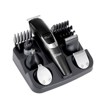Aparat de tuns profesional 5 in 1 Zilan ZLN-1277 fara fir cu 5 capete de schimb, 5 marimi de tuns, ulei si perie de curatare, Negru