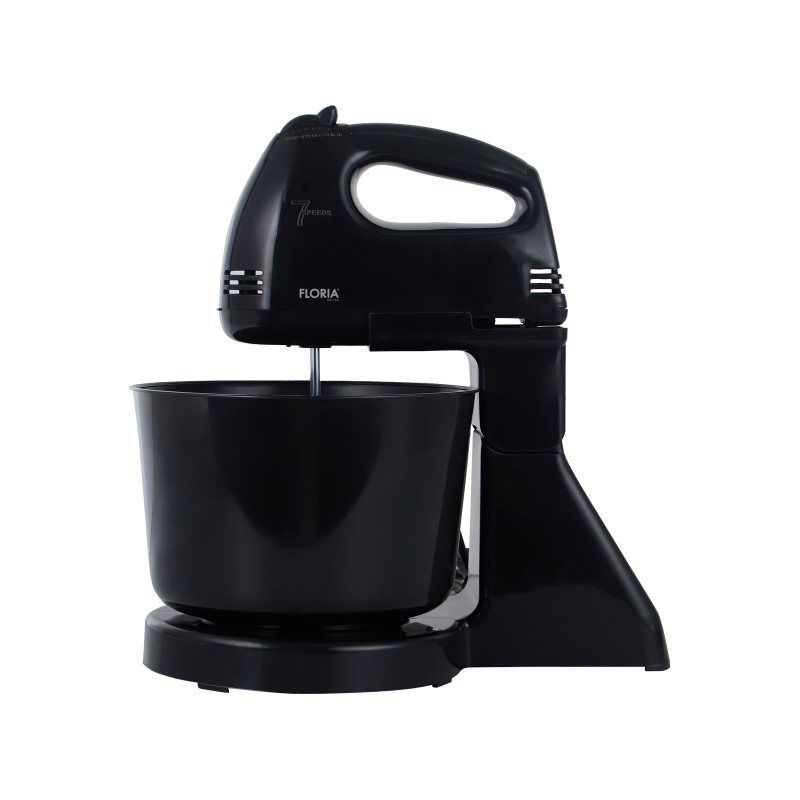 Mixer cu bol Floria ZLN-7574 Negru, 7 viteze, Bol plastic 2 Litri, Putere 150W, Negru