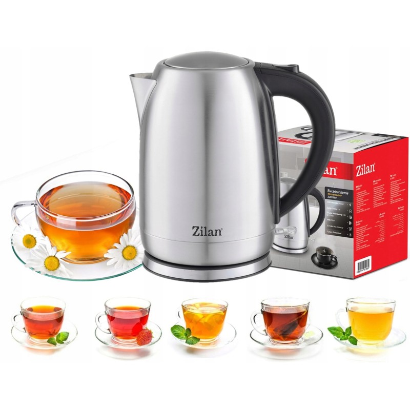 Fierbator electric Zilan ZLN-1680 Wasserkocher din inox, putere maxima 2200 W, capacitate 1.7 L, filtru, Negru