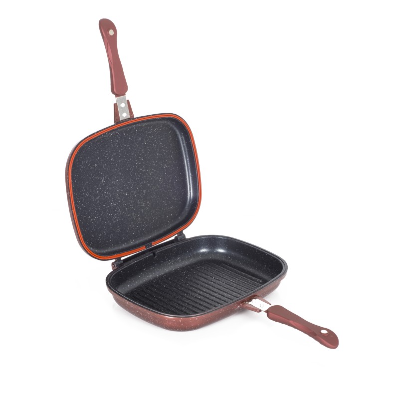 Tigaie dubla ZILAN ZLN-9522,culoare Rosu Diametru 30 cm, garnitura silicon rezerva,