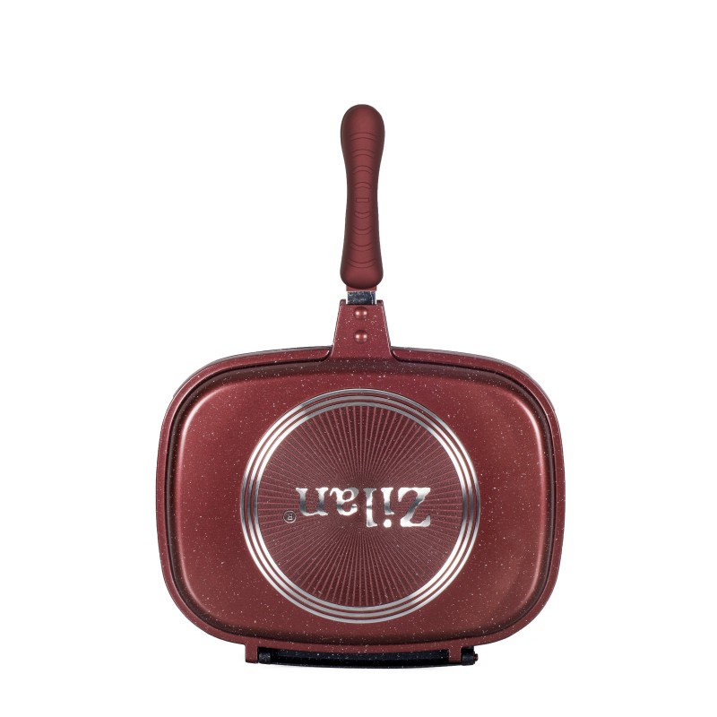 Tigaie dubla ZILAN ZLN-9522,culoare Rosu Diametru 30 cm, garnitura silicon rezerva,