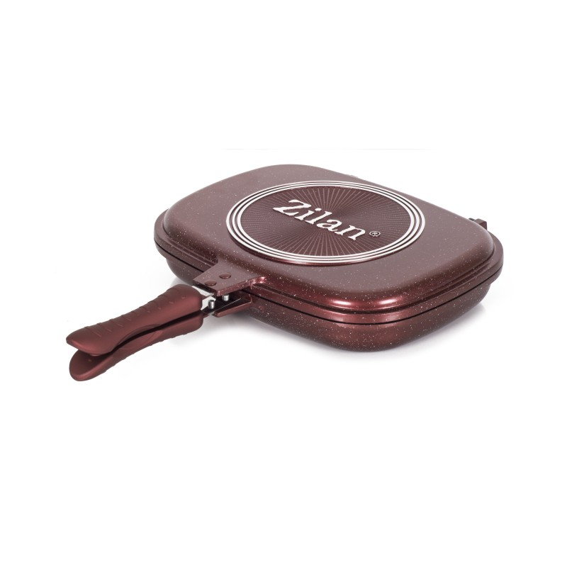 Tigaie dubla ZILAN ZLN-9522,culoare Rosu Diametru 30 cm, garnitura silicon rezerva,