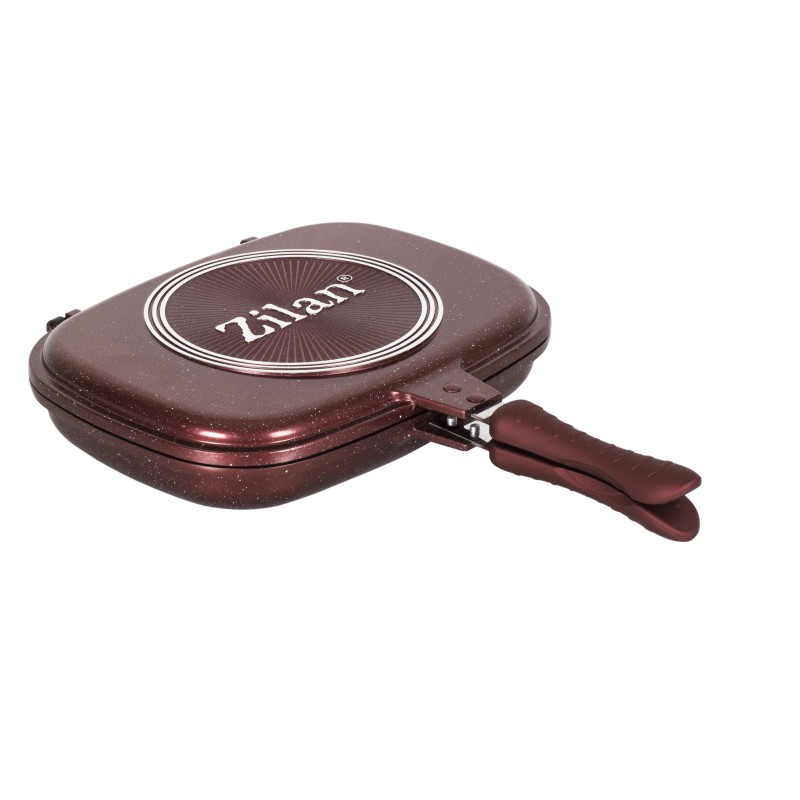 Tigaie dubla ZILAN ZLN-9522,culoare Rosu Diametru 30 cm, garnitura silicon rezerva,