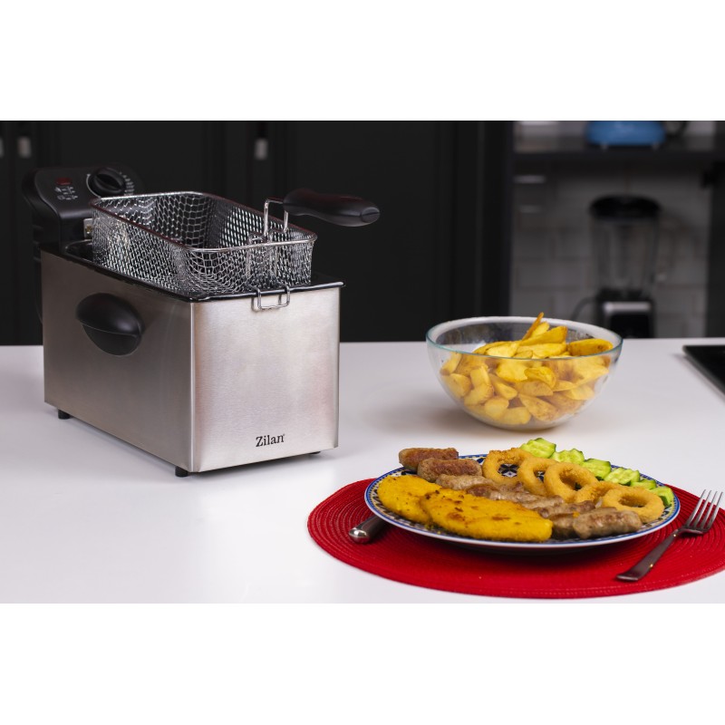 Friteuza Zilan ZLN-1819 din otel inoxidabil, capacitate 3 litri, protectie la supraincalzire