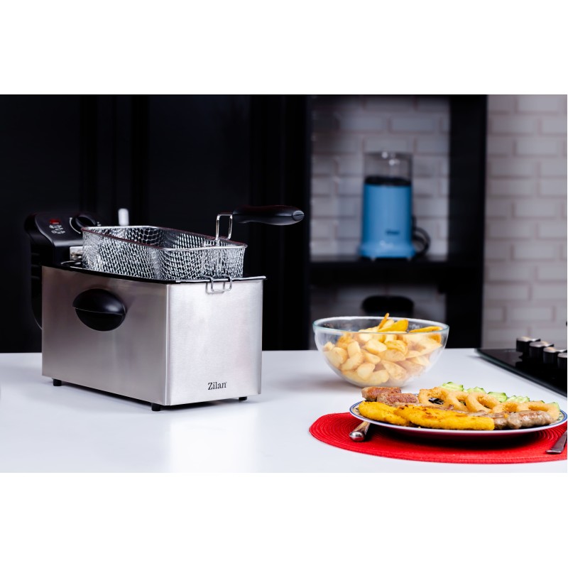 Friteuza Zilan ZLN-1819 din otel inoxidabil, capacitate 3 litri, protectie la supraincalzire